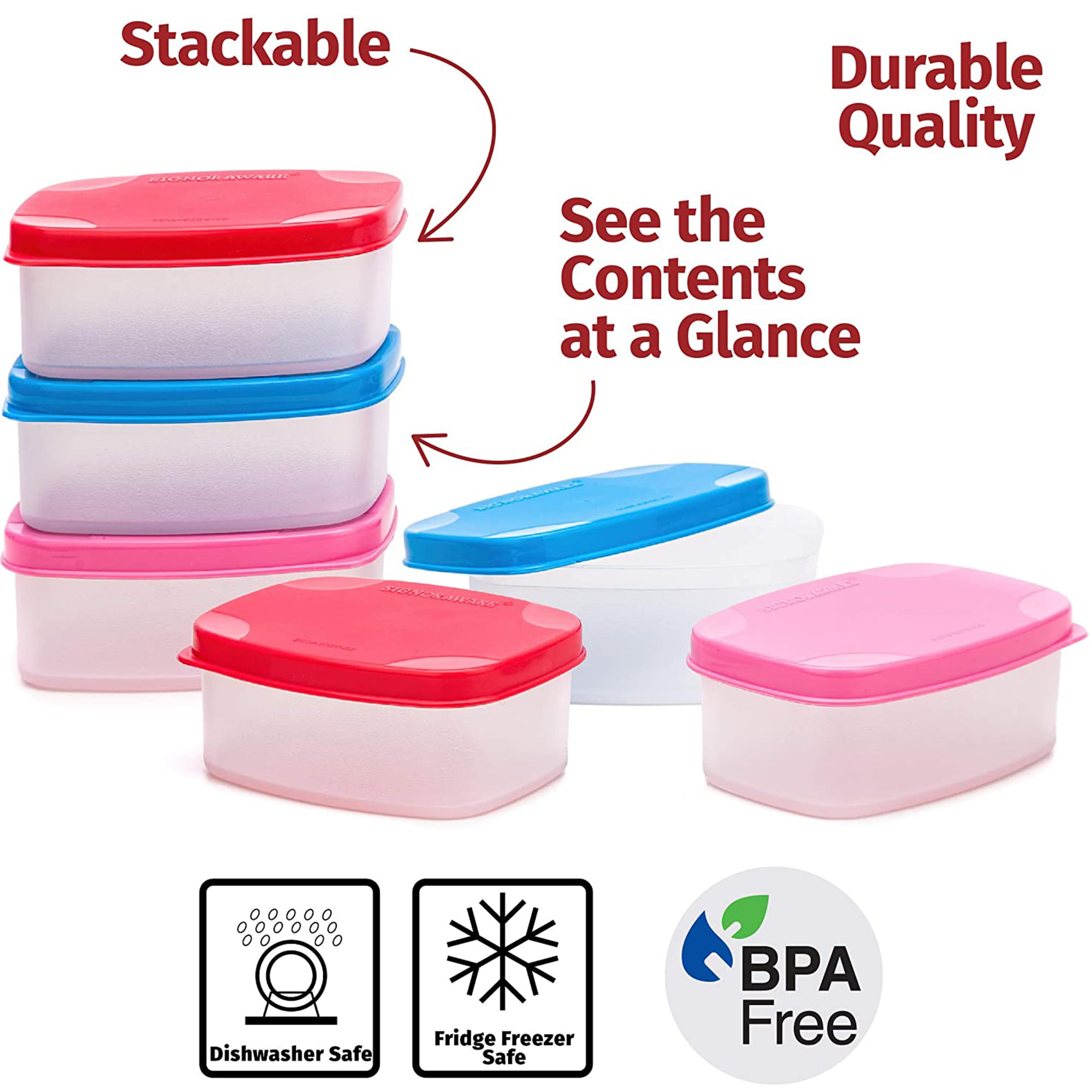Signora Ware Reusable Airtight Food Prep Storage Containers with Lids, Set of 8 1.3-oz Blue, Size: 1.3 oz
