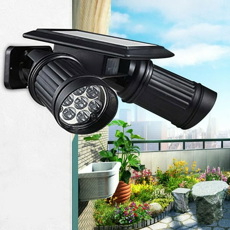 Zimtown 14 LED Solar Powered Lights PIR Motion Sensor Dual Head Spotlight Adjustable Waterproof 14 LED Wall Light for Deck Yard Garden Driveway - Auto