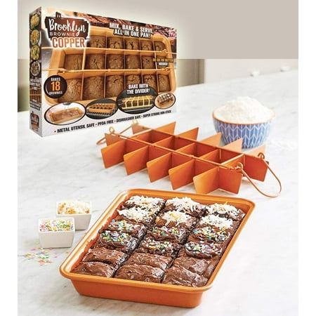 

Nonstick Baking Pan Square High Carbon Steel Pre-cut Brownie Baking Tray W/Built-In Slicer Metal Utensil and Dishwasher Safe