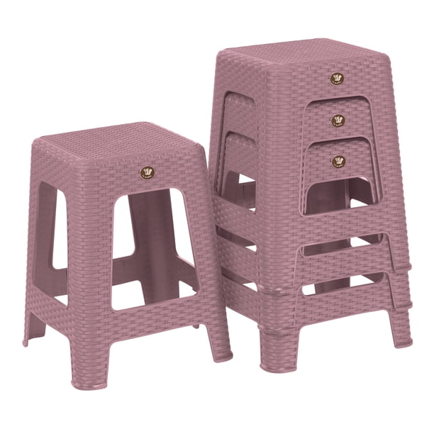 Kit 4 Bancos Cuadrado De Plástico Rosa #corazonesrosas