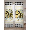 thumbnail image 5 of Sheer Curtains 96 Inches Long 2 Panels Set for Living Room, Bee Daisy Semi Sheer Curtains for Windows, Eucalyptus Leaves Botanical Love Plaid Voile Window Treatments Rod Pocket Curtain, 5 of 7