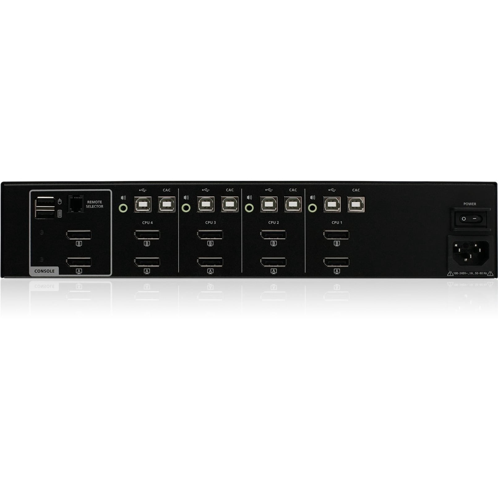 IOGEAR Universal 4-Port Dual View DisplayPort/HDMI Secure KVM Switch Set w/Audio and CAC Support - 4 Computer(s) - 4K UHD - 3840 x 2160 - 50 Hz, 60 Hz - 11 x USB - 10 x DisplayPort - TAA Compliant