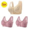 thumbnail image 2 of SMihono Daisy Bra for Seniors Front Closure Comfy Bras for Older Women Posture Bra Underoutfits Plus Size 3 Pack Khaki 16, 2 of 5