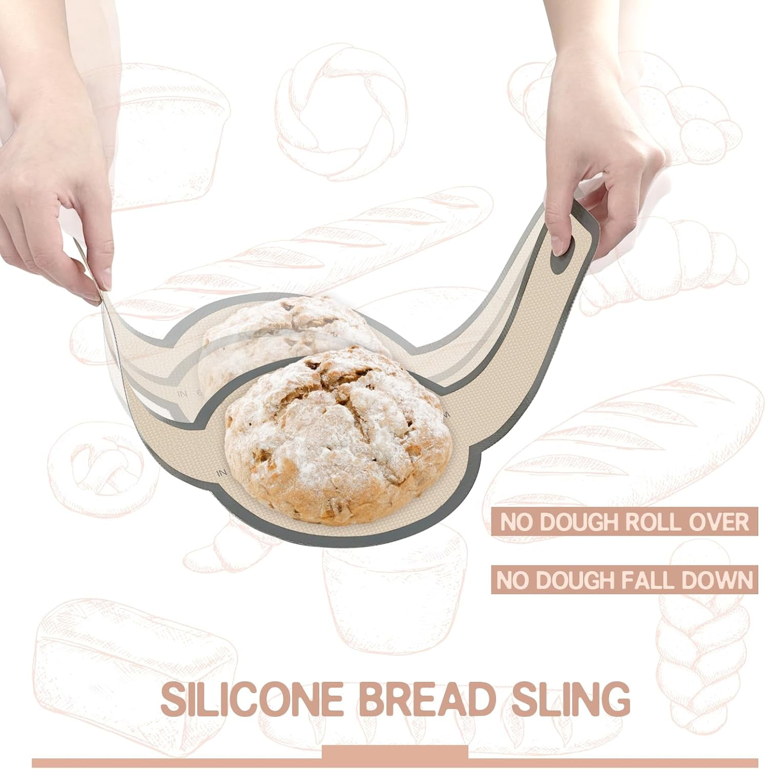 Silicone Bread Sling Oval and Round, Nonstick Reusable Baking Mats, Easy-To-Clean Dutch Oven Liners