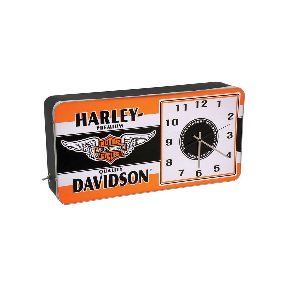 HarleyDavidson Winged Bar & Shield LED Vintage Ad Metal Clock HDL