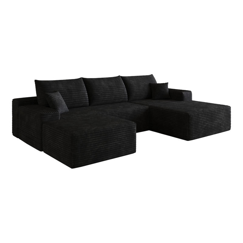 107" Cloud Sectional Sofa with Ottoman, Modern U-Shaped Modular Sofa, Deep Seat Upholstered Couch with Plush Corduroy Fabric, No Assembly Required, Comfort Corner Sofa for Living Room & Apartment
