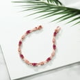thumbnail image 4 of Gem Stone King 18K Rose Gold Plated Silver Pink Tourmaline Tennis Bracelet for Women (3.33 Cttw, Gemstone October Birthstone, Oval 6X4MM, 7 inch), 4 of 5