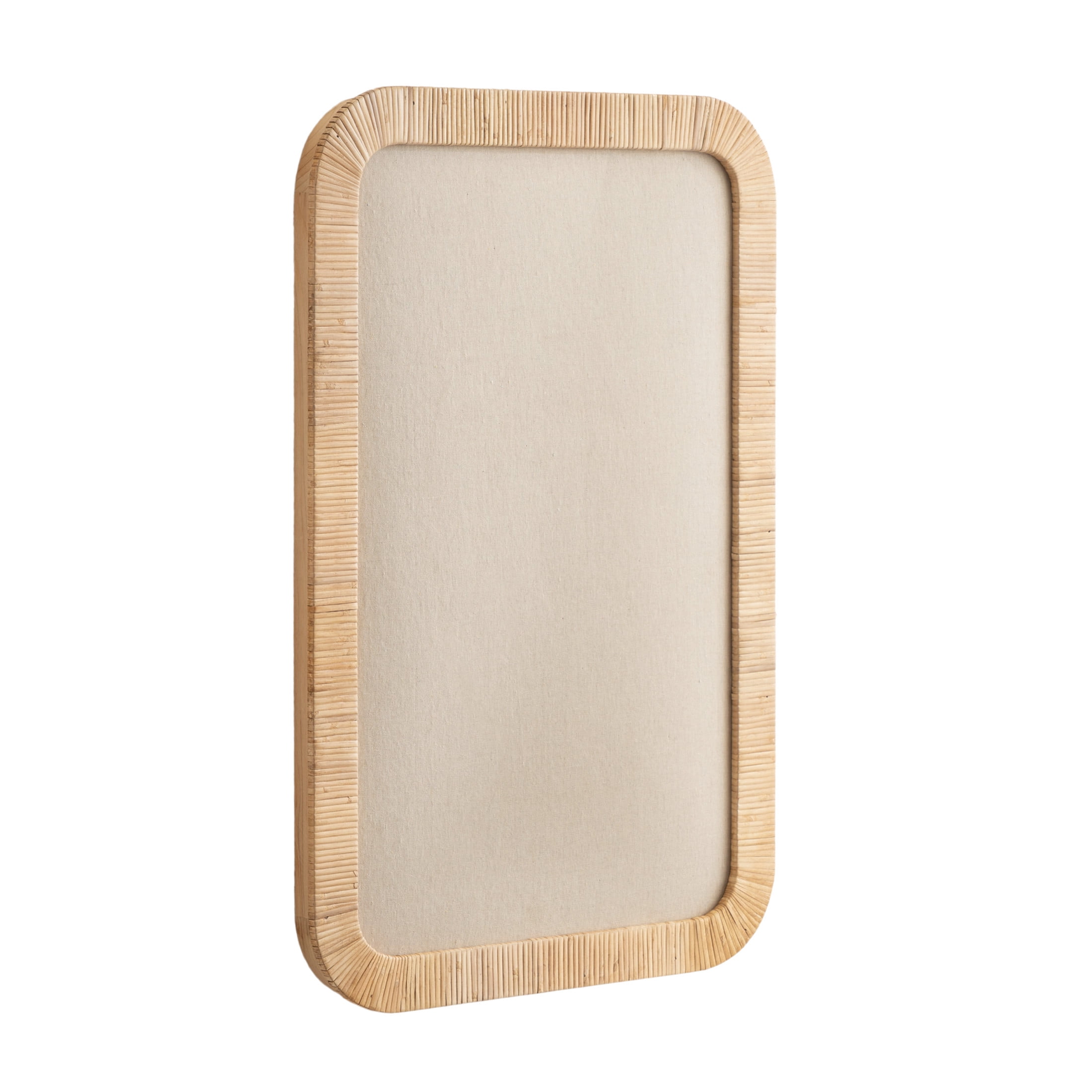 Kate and Laurel Rahfy Modern Rattan Framed Wall Pinboard, 20 x 30, Natural Rattan, Boho Rounded Rectangle Bulletin Board for Use as Motivational Vision Board or Wall Organizer