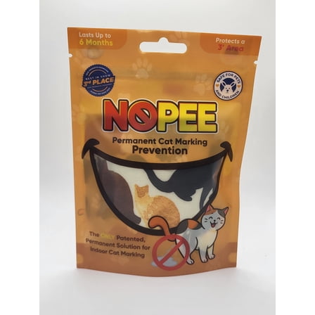 NOPEE The ONLY Patented, Permanent Solution for Indoor Cat Marking. Stops Cats from Marking - Eliminates a Cats' urge to Mark - Put Bag Down and Your Problem is Solved! (White with Cats)