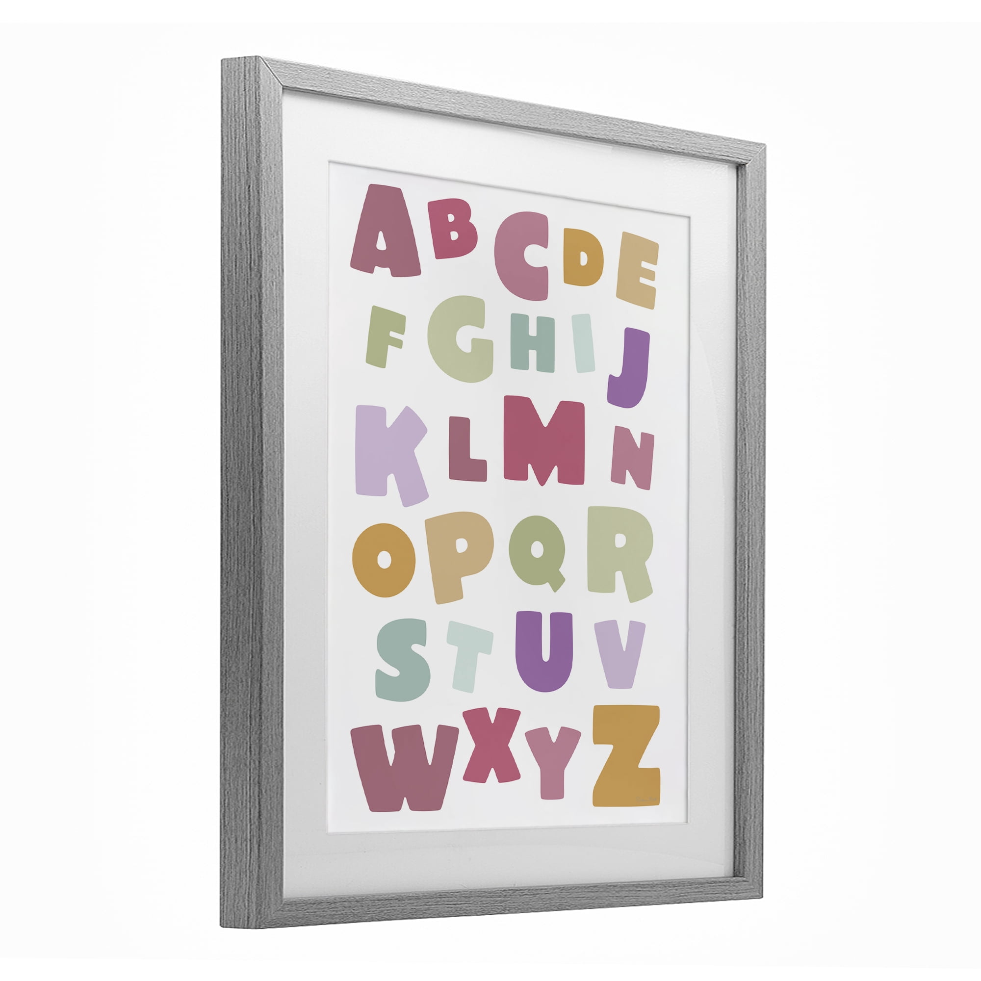 Stupell Industries Muted Alphabet Letters Gray Framed Print Under Glass, design by Susan Ball