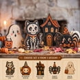 thumbnail image 3 of Vintage Halloween Pumpkin Witch Wooden Tabletop Decor, Retro Cute Wizard Pumpkin Figurine, Distressed Wood Shelf Ornament for Indoor Home Mantel Tiered Tray Halloween Party Desktop Decoration, 3 of 8
