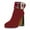 Red, variant on YDN Women Lovely Pearl Buckle Ankle Boots Pointy Close Toe Side Zip Booties Platform Chunky High Heels Prom Daily Shoes Size 7 Brown