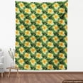 thumbnail image 4 of Ambesonne Boho Floral Fabric by the Yard Upholstery, Monstera Flowers Print, 10 Yards, Pastel Yellow and Olive Green, 4 of 5