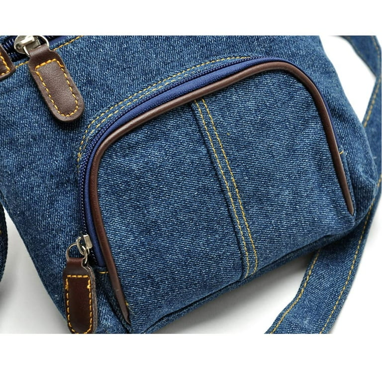 ショルダーバッグ・ポシェット V73 Women Messenger Bags 73BS8F301RESPONSIBILITYNOWAVIO Blue Women Denim Crossbody Bag, Multi Pockets Messenger Bag with