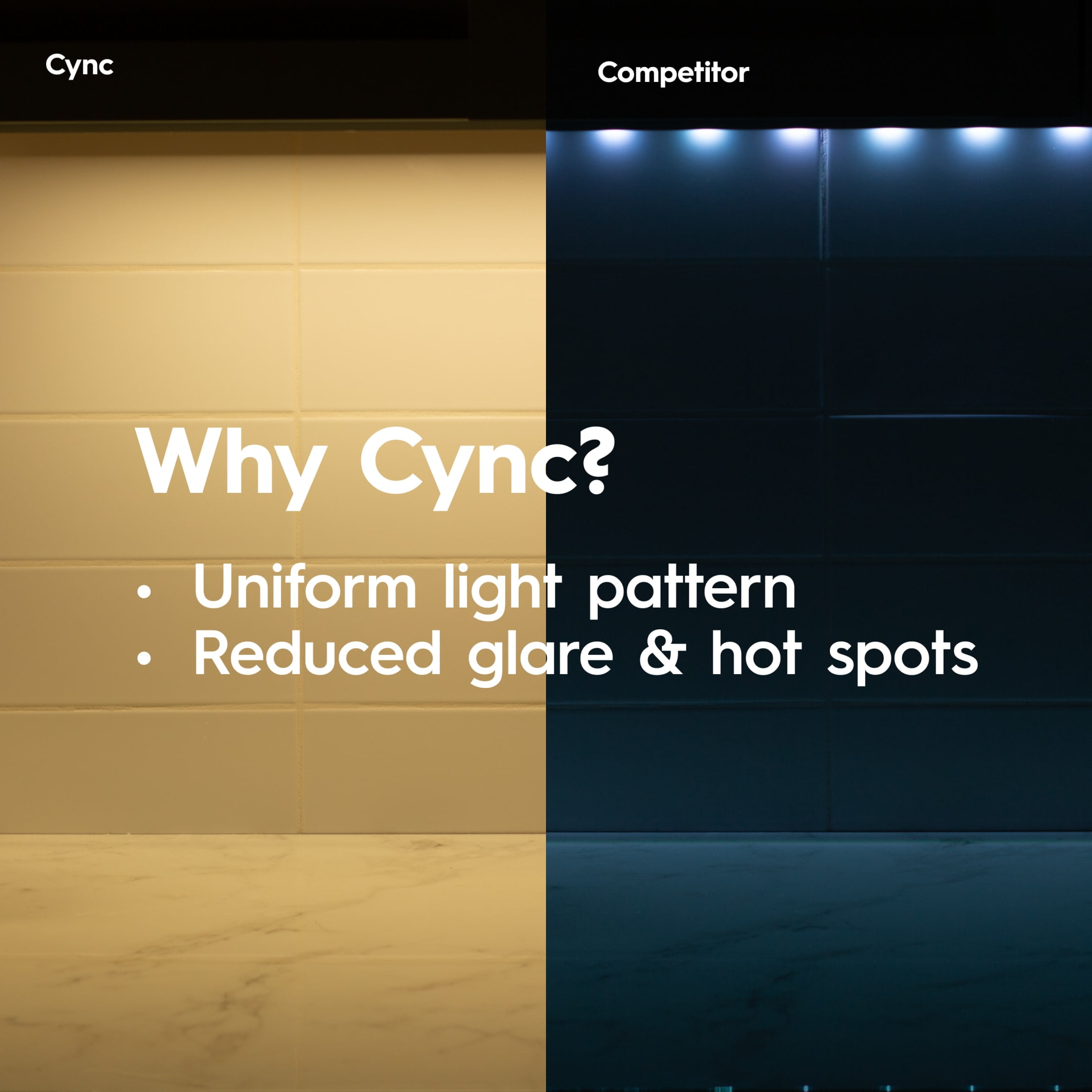 GE Cync Reveal Smart LED Under Cabinet Light Fixture, Color Changing Kitchen Light, 18in
