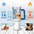thumbnail image 4 of 40 Oz Flowers Tumbler with Handle and Straw,Double Wall Vacuum Reusable Stainless Steel Water Bottle Leak Proof Insulated Travel Mug Iced Coffee Cup, for Iced or Cold Beverages, 4 of 7