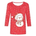 thumbnail image 4 of Womens Christmas Tops 3/4 Sleeve Shirts Ladies Casual Snowman Print Crewneck Holiday Graphic Tees Blouses, 4 of 4