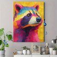 thumbnail image 4 of Colorful Retro Raccoon Portrait Canvas Print, Cute Wildlife Art, Unique Wall Decor Gift for Raccoon Pet Lovers, 4 of 8