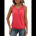 thumbnail image 2 of Blusas de Verano con Ojales para Mujer, Camisetas Sin Mangas con Cuello Redondo, Camisetas para Mujer Rosa Roja S, 2 of 9