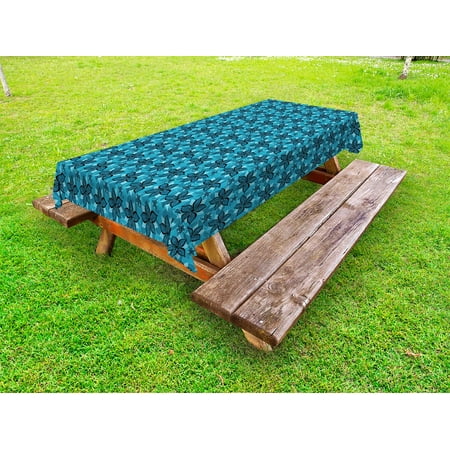

Flower Outdoor Tablecloth Abstract Summer Composition with Blue Tones Cartoon Botanical Arrangement Decorative Washable Fabric Picnic Tablecloth 58 X 120 Inches Petrol Blue and Aqua by Ambesonne