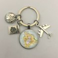 thumbnail image 1 of Llavero con mapa del mundo para viajar, explorar la cúpula de cristal, llavero con colgante de avión Cabachon, llavero de joyería de regalo para hombres y mujeres. Dengxun unisex, 1 of 2