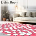 thumbnail image 2 of ODIKA 5'x7' Machine Washable Non-Slip Area Rug, Checkerboard Welcome Accent Festive Grid Motif High Traffic Rug, Pink, 508409, 2 of 5