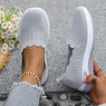 thumbnail image 4 of Vibrex Women's Hollow Knitted Slip On Walking Shoes Comfortable Breathable Mesh Shoes Lightweight Sneakers Soft-Soled Flat Shoes, 4 of 9