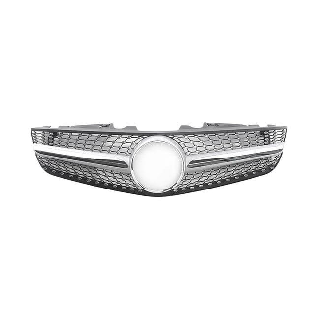 For Mercedes-Benz R230 SL-Class 2009-2012 SL500 SL550 SL600 Front Grille Grill Black/Silver Upper Bumper Hood Mesh