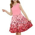 thumbnail image 2 of Tranfacy Robes d'Été pour Ados Enfants Sans Manches à Imprimé de Paillettes Col Rond Taille Cintrée Robe d'Été pour Enfants de Taille Moyenne, 2 of 7