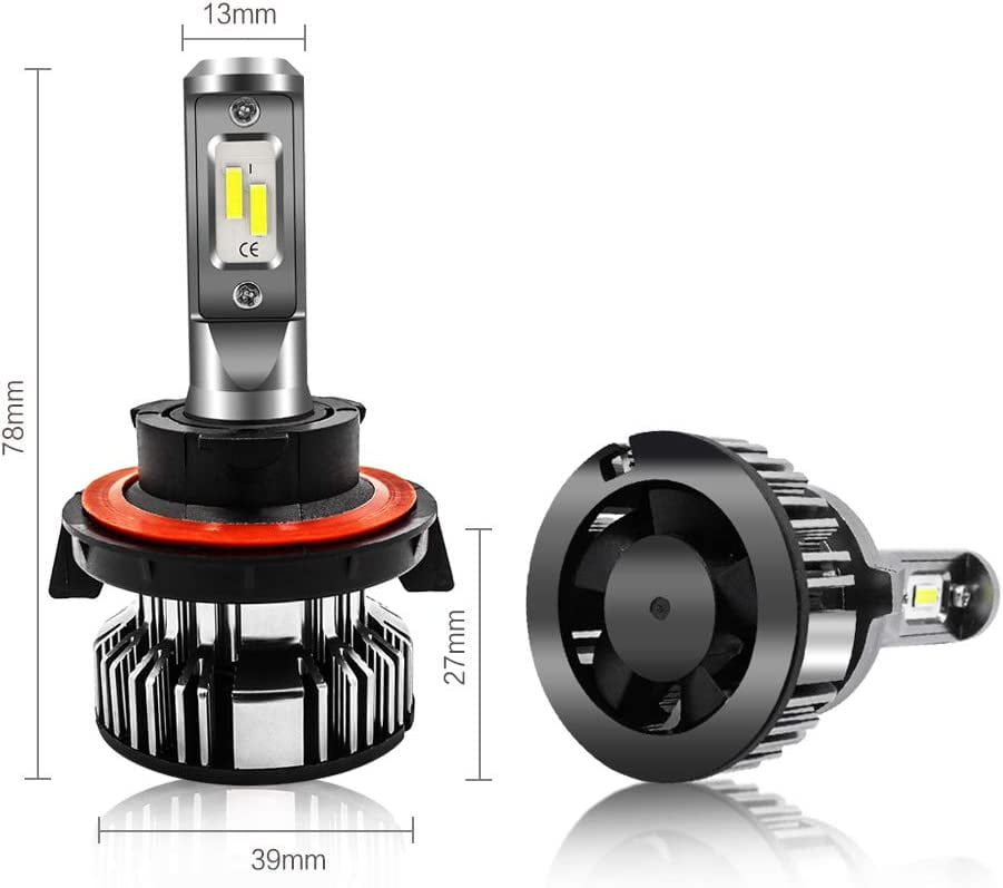 Alla Lighting 10000lm 9008 H13 LED Headlights Bulbs, 6000K Xenon White Extremely Super Bright TS-CR DRL/Headlights