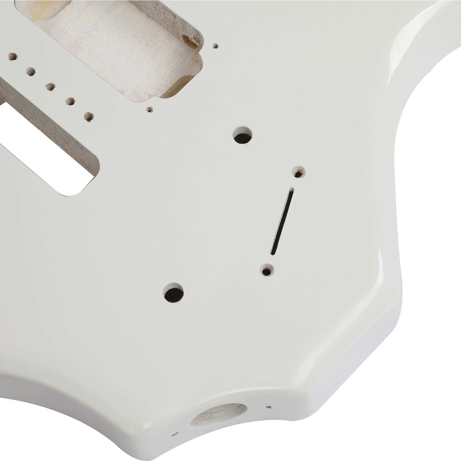 DIY 6 String Flame Shaped Style HSH Electric Guitar Kits with Mahogany Body, Maple Neck and Accessories White