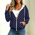 thumbnail image 6 of IUYRTFE Women's Polka Dot Zip Up Hoodie with Pockets Drawstring Long Sleeve Casual Jacket, 6 of 9