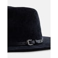 thumbnail image 3 of Scenario Women's Chenille Knit Fedora with Croissant Buckle, Black, 3 of 3