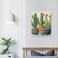 thumbnail image 4 of RUIYC Cactus Wall Art Wall Decor Cactus with Flowers in Mexican Floral Pot Poster Framed Cactus Bathroom Decor Boho Painting Tropical Green Plant Canvas for Decorations, 4 of 5