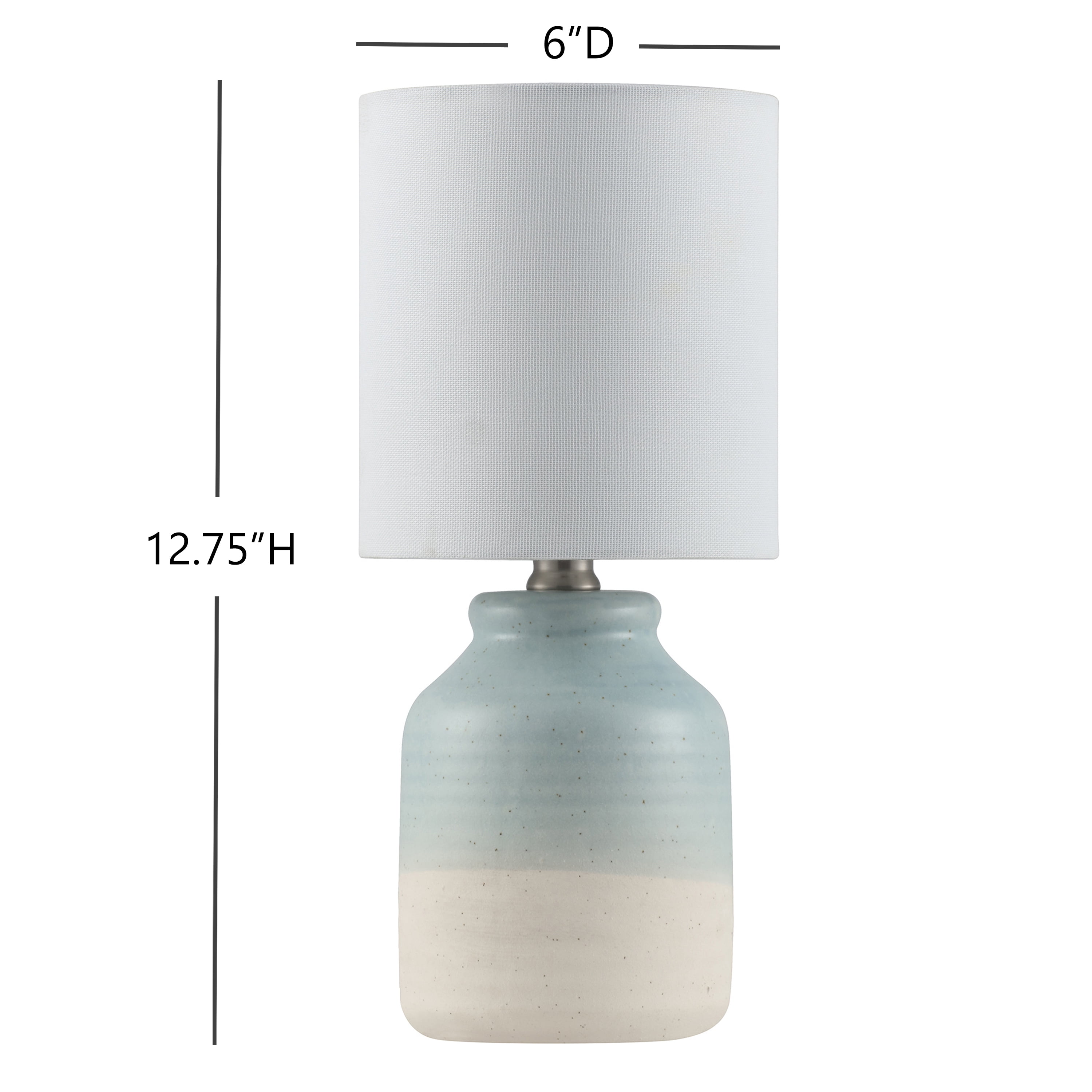 Mainstays 12.75" 2-Tone Blue & Cream Ceramic Mini Lamp with White Shade