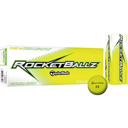 TaylorMade RocketBallz Golf Balls, 12pk, Yellow