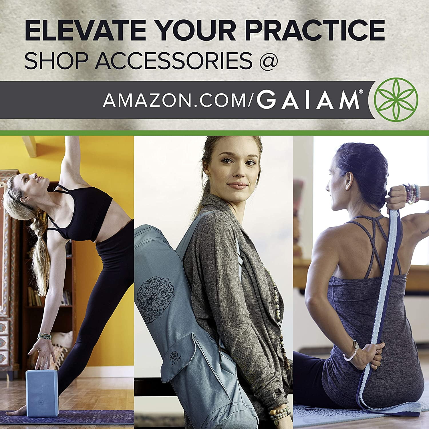 Premium 6mm Print Extra Thick Non Slip Exercise & Fitness Mat for All Types of Yoga Pilates & Floor Workouts Gaiam Yoga Mat 68 x 24 x 6mm 