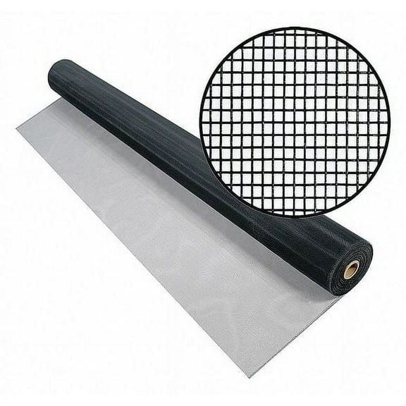 Door and Window Screen, Aluminum, 72 in W, 100 ft L, 0.01 in Wire Dia, Charcoal