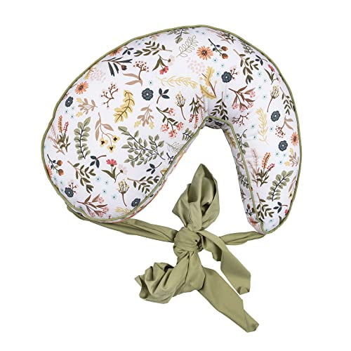 Boppy Partout Soutenir Oreiller d'Allaitement, la Sauge et les Épices Floral avec Ceinture Extensible Qui Stocke Petit, l'Allaitement et l'Alimentation au Biberon Soutien à la Maison et pour le Voyage, Plus de Taille à Petite, Mac