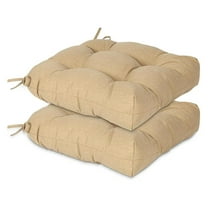19" x 19" x 5" Tufted Outdoor Chair Cushions, Water Resistant & Fade Resistant Polyester Dining Chair Pads with 2 Straps for Patio Furniture, Set of 2
