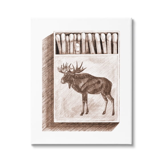 Stupell Industries Wild Moose Matchbook Sketch Animals & Insects Painting Gallery Wrapped Canvas Print Wall Art