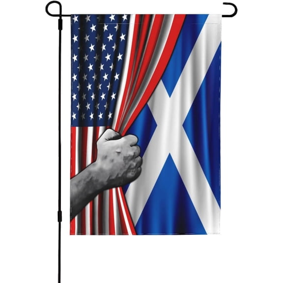 Scotland Scottish American Usa America Friendship Garden Flag 12x18 Double Sided Printed 100d Polyester Lightweight Outdoor Welcome Banner For Outside Yard Small Flags