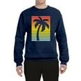 thumbnail image 2 of Tropical Palm Tree Silhouette | Mens Pop Culture Crewneck Graphic Sweatshirt, Vintage Heather Navy, Medium, 2 of 4