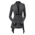 thumbnail image 6 of Cable Knit Asymmetrical Long Cardigan Women Sweater Female Casual Solid V-Neck Long Sleeve Winter LOVE DOCK, 6 of 6