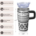 thumbnail image 3 of Bohemian Floral Insulated Cup 20oz with Lid & Straw - Stainless Steel Double Wall Vacuum Travel Mug, Leakproof Thermal Tumbler, 3 of 5