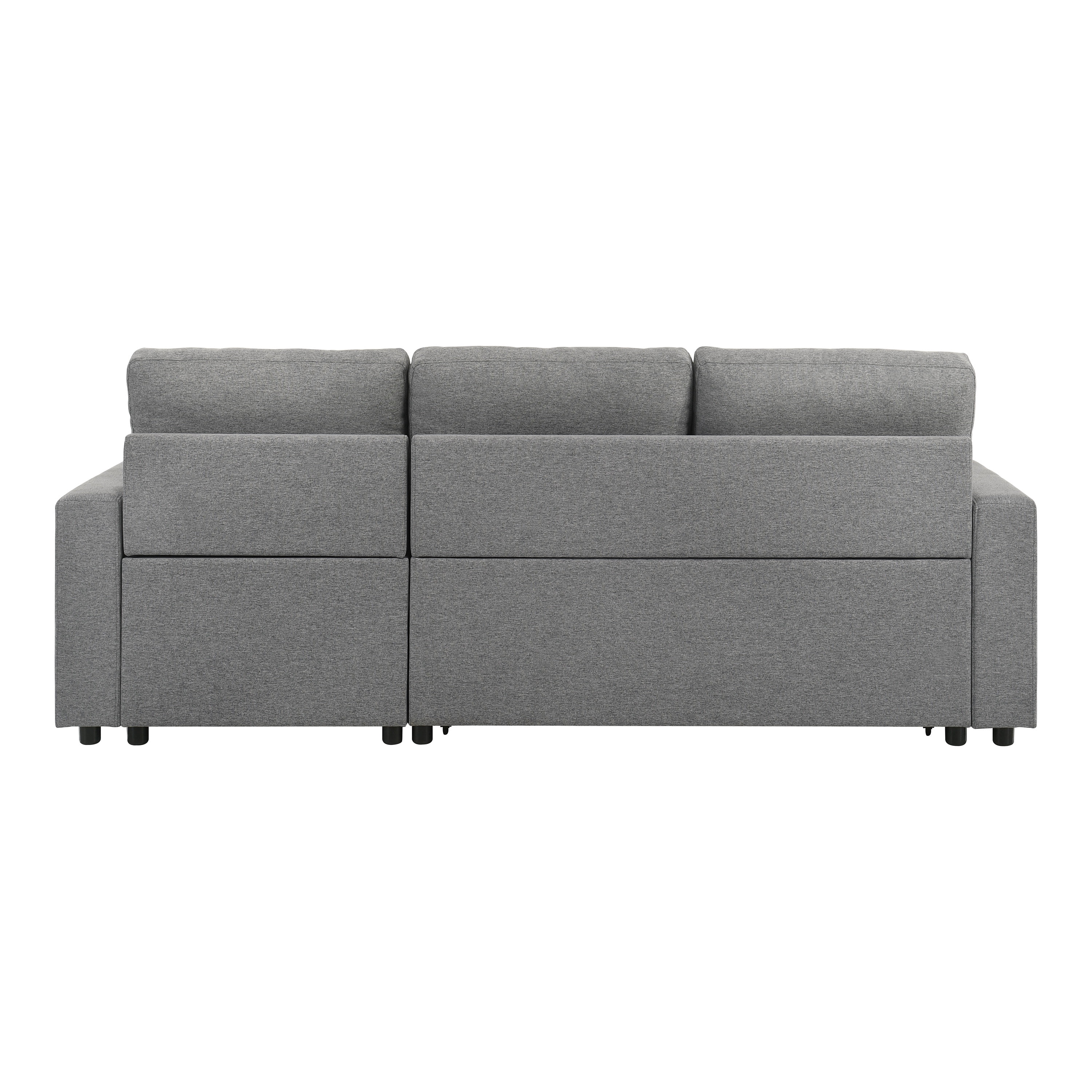 Furniture of America Jovi Modern Fabric L-Shaped Sectional Sofa with Pull Out and Storage Under Chaise, Gray