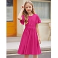 thumbnail image 6 of Arshiner Girls Dresses Summer Ruffle Sleeve Flowy Swing Elastic Waist Party Valentines' Day Dress for Kids, 6 of 8