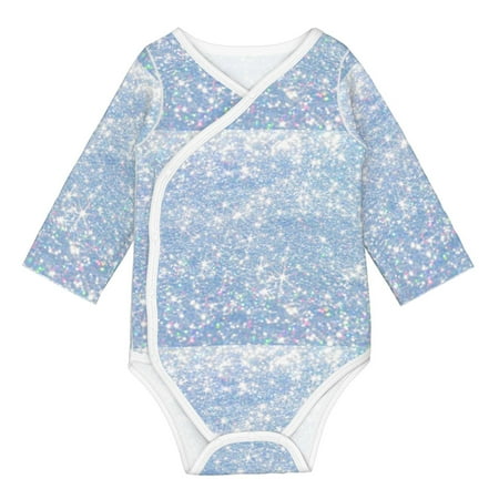 

Matuu White Bule Glitter for Baby Long-Sleeve Bodysuit Soft Cotton Comfortable and Breathable Perfect for Newborns and Infants