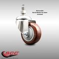 thumbnail image 2 of 3 Inch 316SS Maroon Polyurethane Wheel Swivel ½ Inch Threaded Stem Caster SCC, 2 of 2