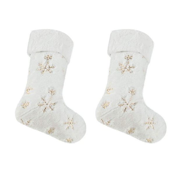 Medias navideñas Medias navideñas de copo de nieve grandes doradas de piel sintética para decoraciones de árboles de Navidad Adornos-Decoraciones navideñas (2 piezas, doradas)